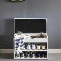 Wohnen Weiße Flur Bank mit Schuhregal Guaran & Stauraum