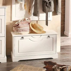 Wohnen Schuhschränke|Küchenbänke*Weiße Flurbank mit Schuhklappe - Vesrav