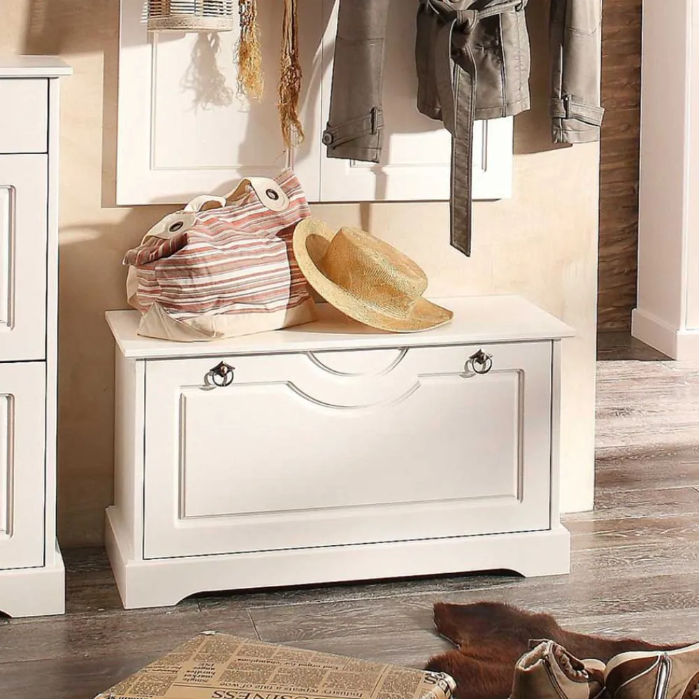 Wohnen Schuhschränke|Küchenbänke*Weiße Flurbank mit Schuhklappe - Vesrav