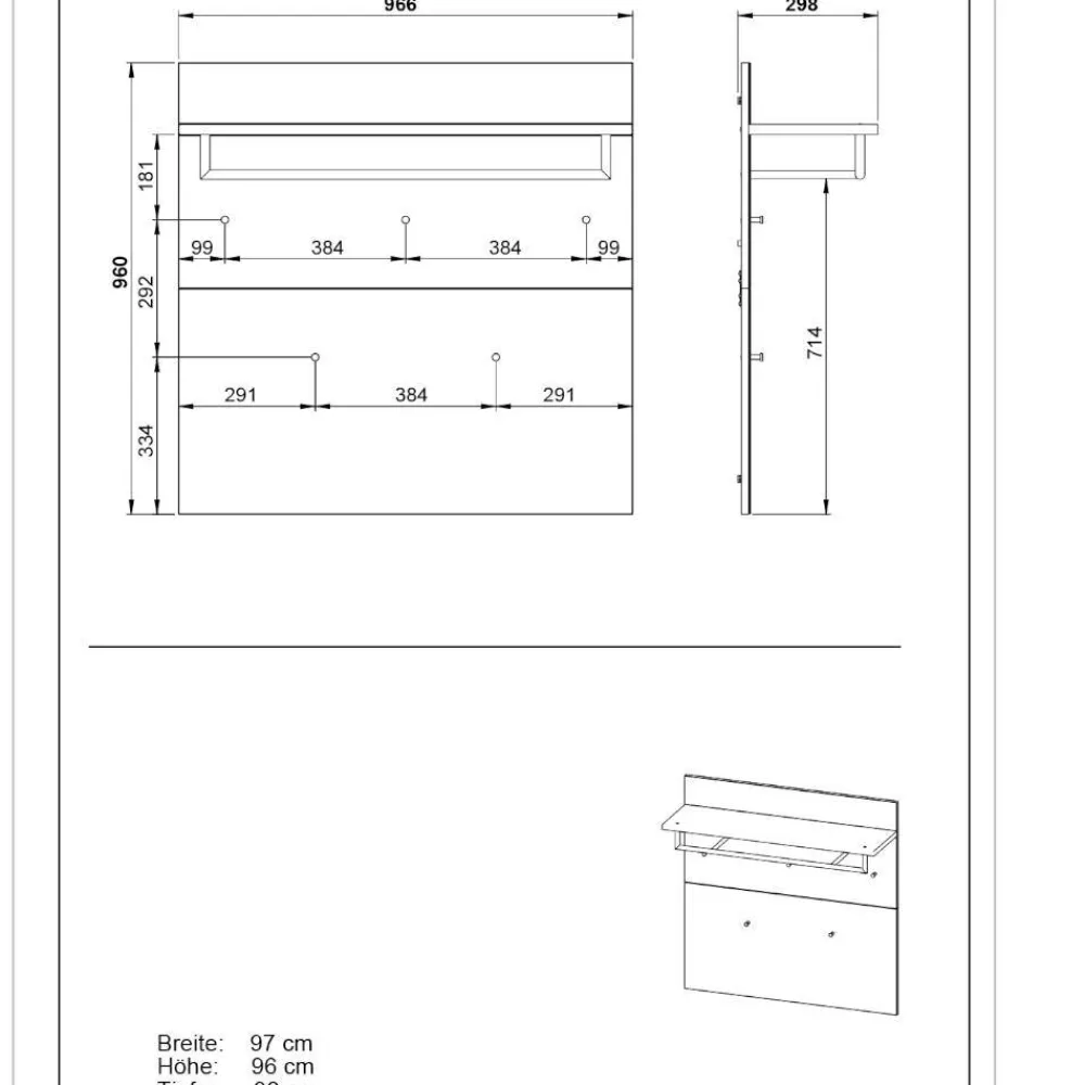 Wohnen Diele Komplett*Weiße Flureinrichtung mit Glasbeschichtung - Kofi (fünfteilig)