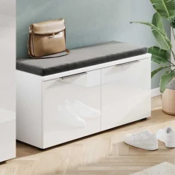 Wohnen Diele Komplett*Weiße Flureinrichtung mit Glasbeschichtung - Kofi (fünfteilig)