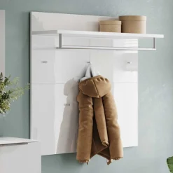 Wohnen Diele Komplett*Weiße Flureinrichtung mit Glasbeschichtung - Kofi (fünfteilig)