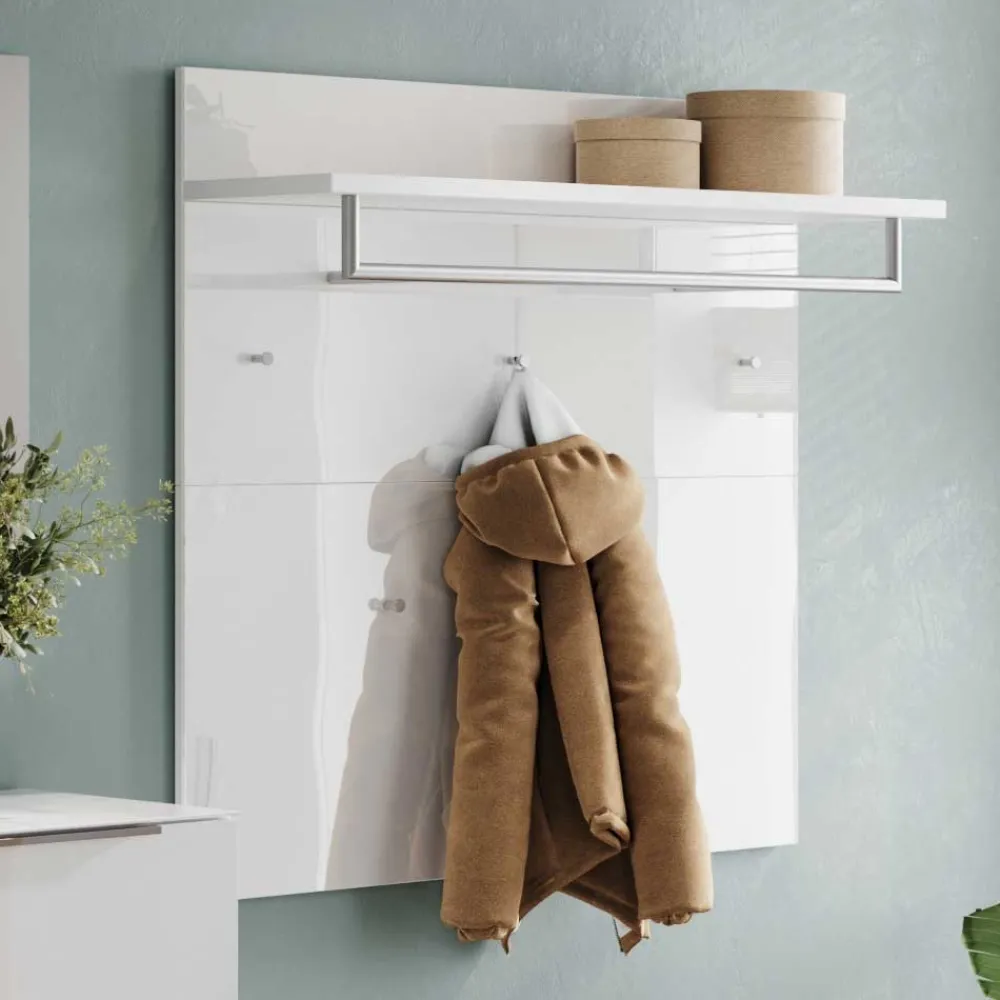 Wohnen Diele Komplett*Weiße Flureinrichtung mit Glasbeschichtung - Kofi (fünfteilig)