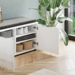 Wohnen Diele Komplett*Weiße Flureinrichtung mit Glasbeschichtung - Kofi (fünfteilig)