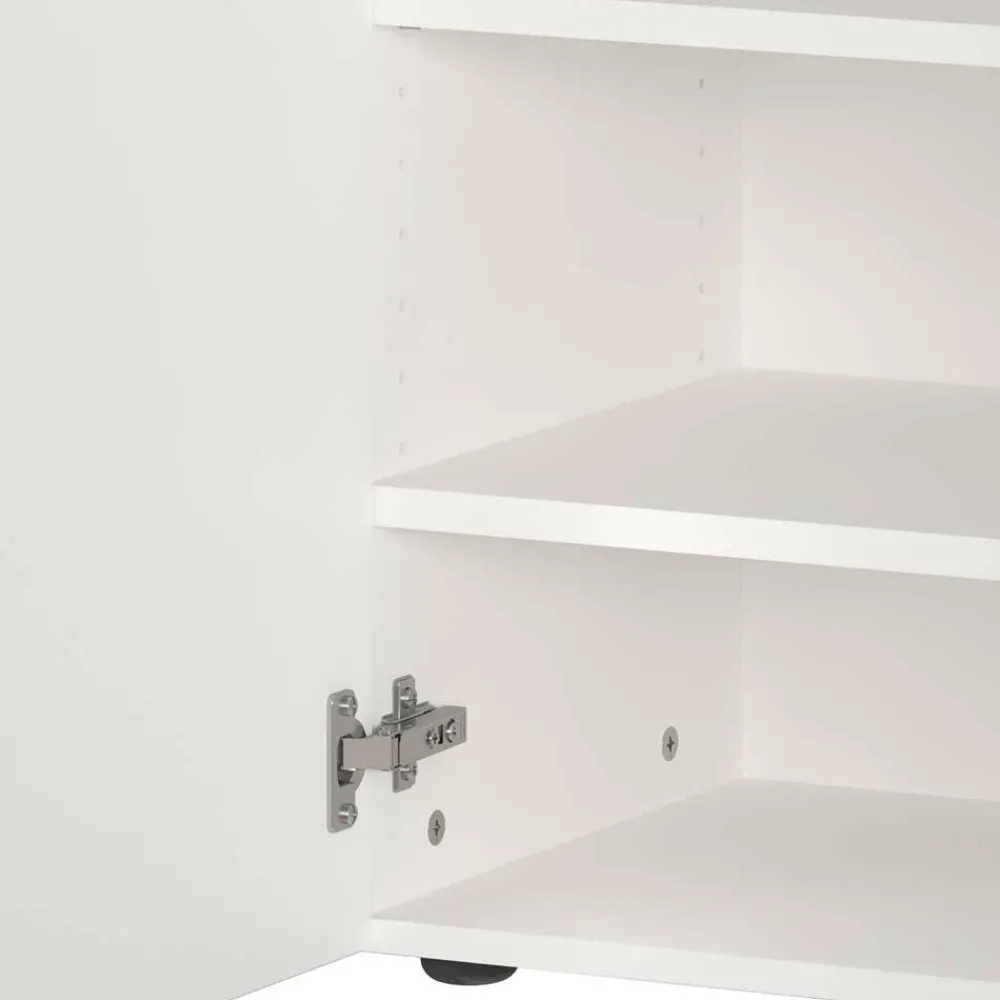 Wohnen Diele Komplett*Weiße Flureinrichtung mit Glasbeschichtung - Kofi (fünfteilig)