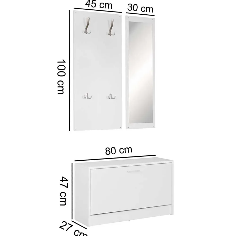 Wohnen Weiße Garderobenmöbel Set - Mats (dreiteilig)