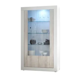 Wohnen Weiße Hochglanz Vitrine mit Dekor - Merenda