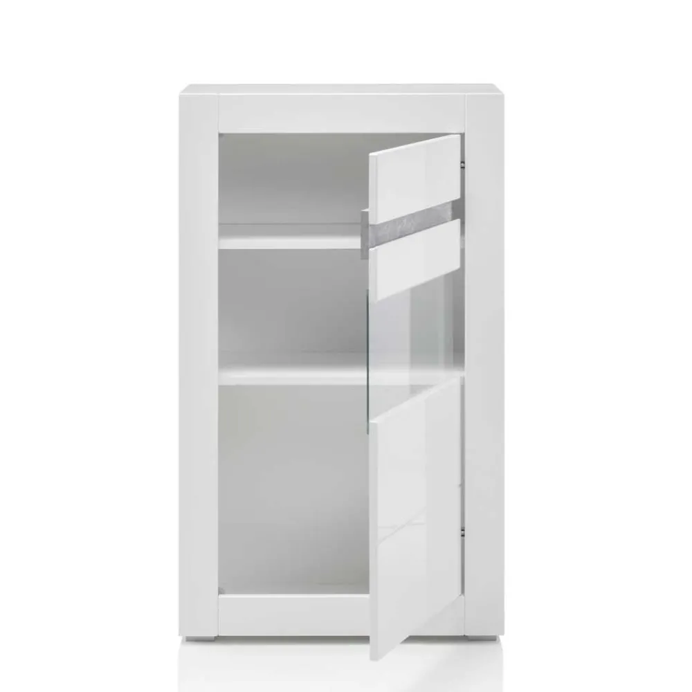 Wohnen Wohnzimmerschränke|Wohnwände*Weiße Hochglanzmöbel für das Wohnzimmer Mextra optional mit LED (vierteilig)