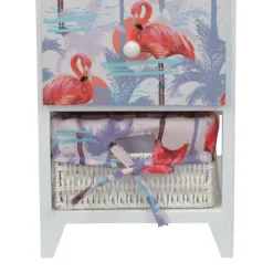 Wohnen Nachttische|Rattanmöbel*Weiße Hochkommode im Flamingo Style - Vivossa