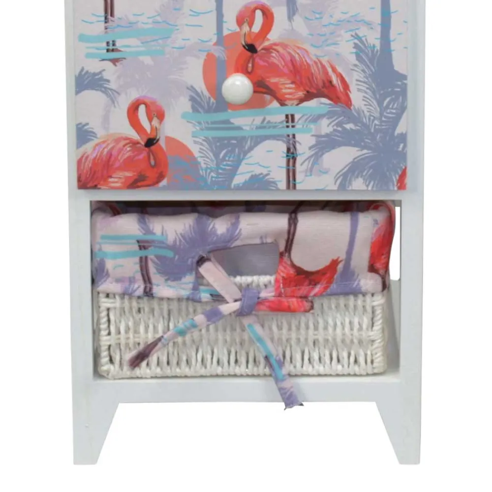 Wohnen Nachttische|Rattanmöbel*Weiße Hochkommode im Flamingo Style - Vivossa