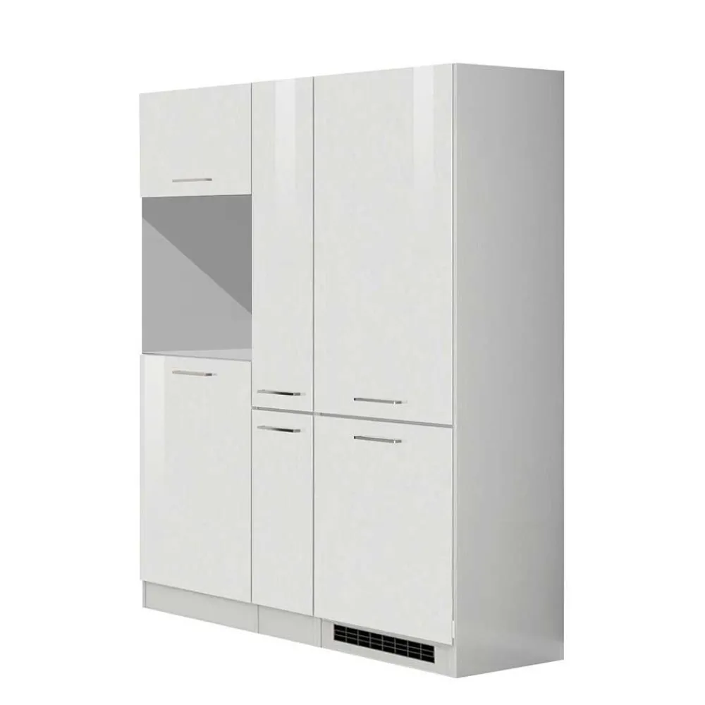 Wohnen Küche Komplett|Küchenzeilen*Weiße Küchenzeile ohne Elektrogeräte - Cuneo (neunteilig)