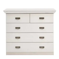 Wohnen Skandinavische Möbel|Flurkommoden*Weiße Kiefernholz Kommode mit Metallgriffen - Satumare