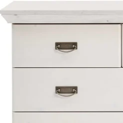 Wohnen Skandinavische Möbel|Flurkommoden*Weiße Kiefernholz Kommode mit Metallgriffen - Satumare