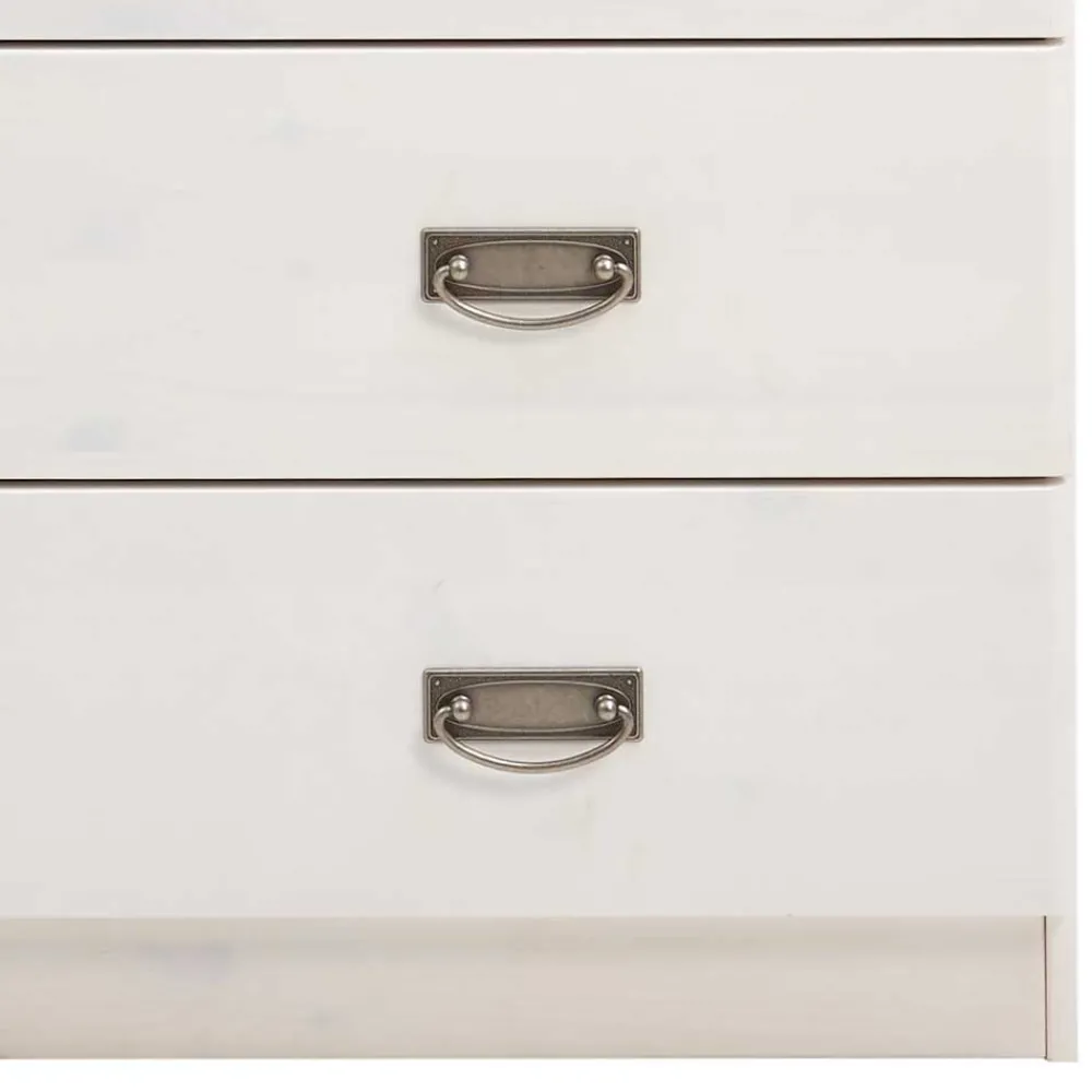 Wohnen Skandinavische Möbel|Flurkommoden*Weiße Kiefernholz Kommode mit Metallgriffen - Satumare