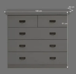 Wohnen Skandinavische Möbel|Flurkommoden*Weiße Kiefernholz Kommode mit Metallgriffen - Satumare