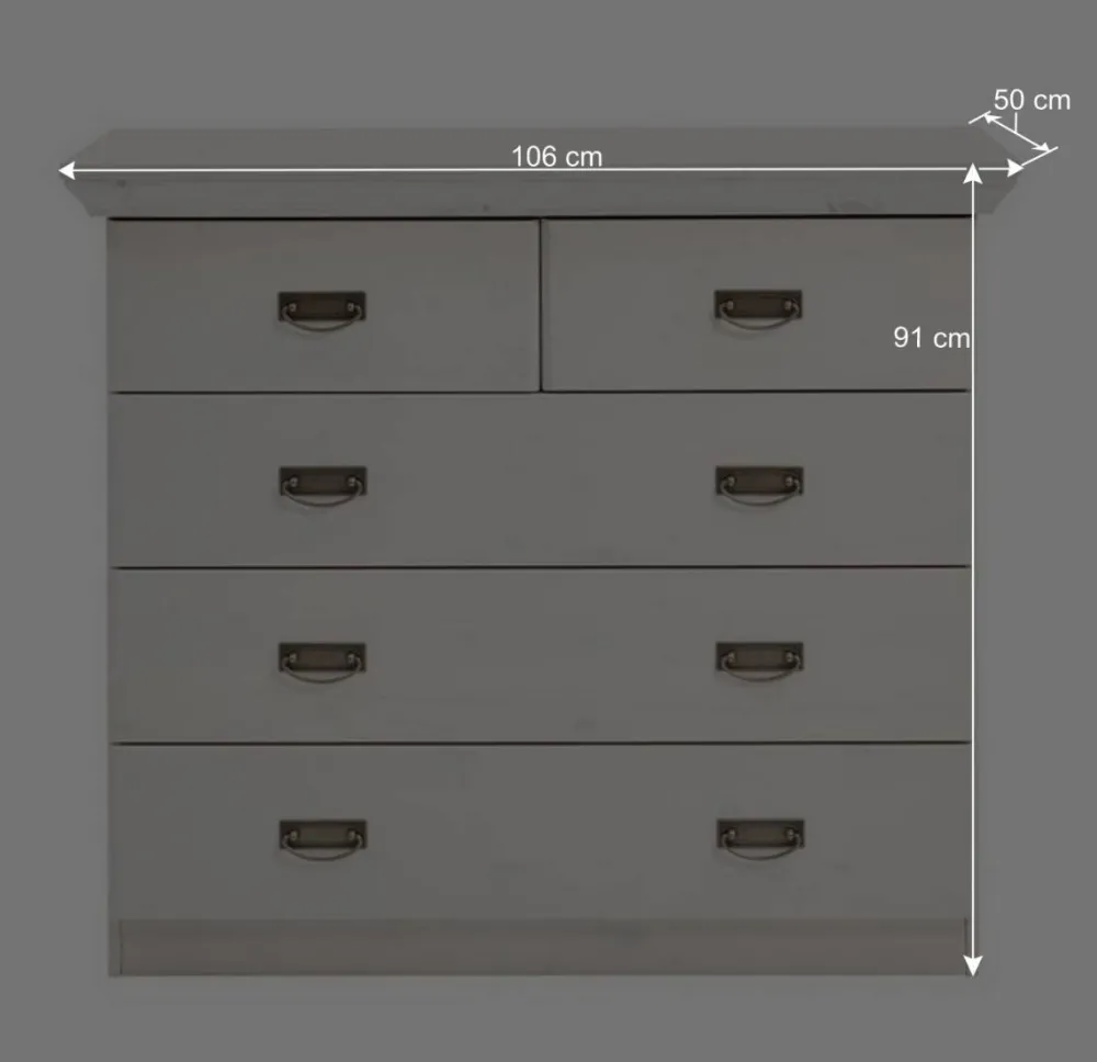 Wohnen Skandinavische Möbel|Flurkommoden*Weiße Kiefernholz Kommode mit Metallgriffen - Satumare