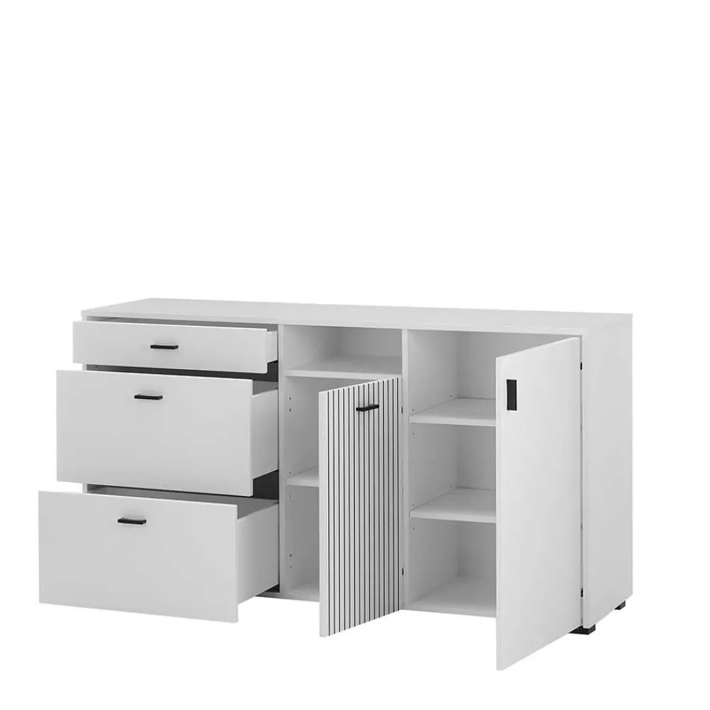 Wohnen Weiße Möbel|Sideboards & Kommoden*Weiße Kombi-Kommode mit 1,50 m Breite - Dualkos