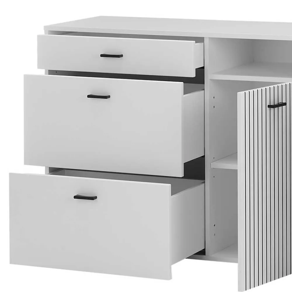 Wohnen Weiße Möbel|Sideboards & Kommoden*Weiße Kombi-Kommode mit 1,50 m Breite - Dualkos