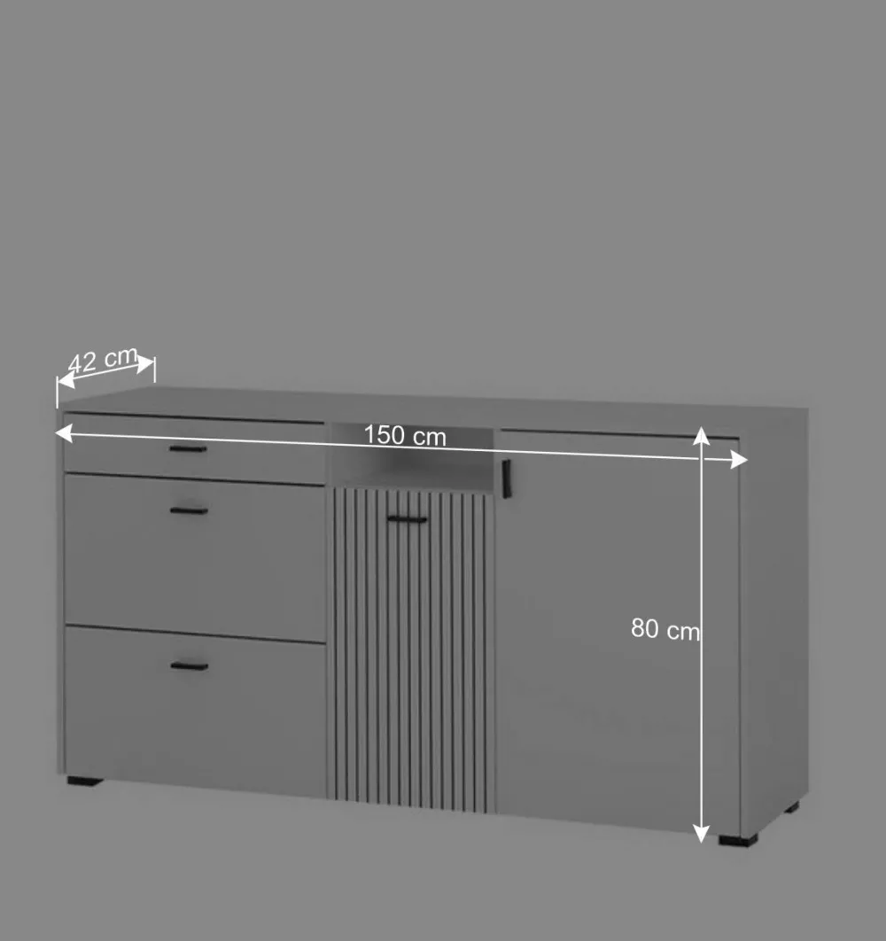 Wohnen Weiße Möbel|Sideboards & Kommoden*Weiße Kombi-Kommode mit 1,50 m Breite - Dualkos