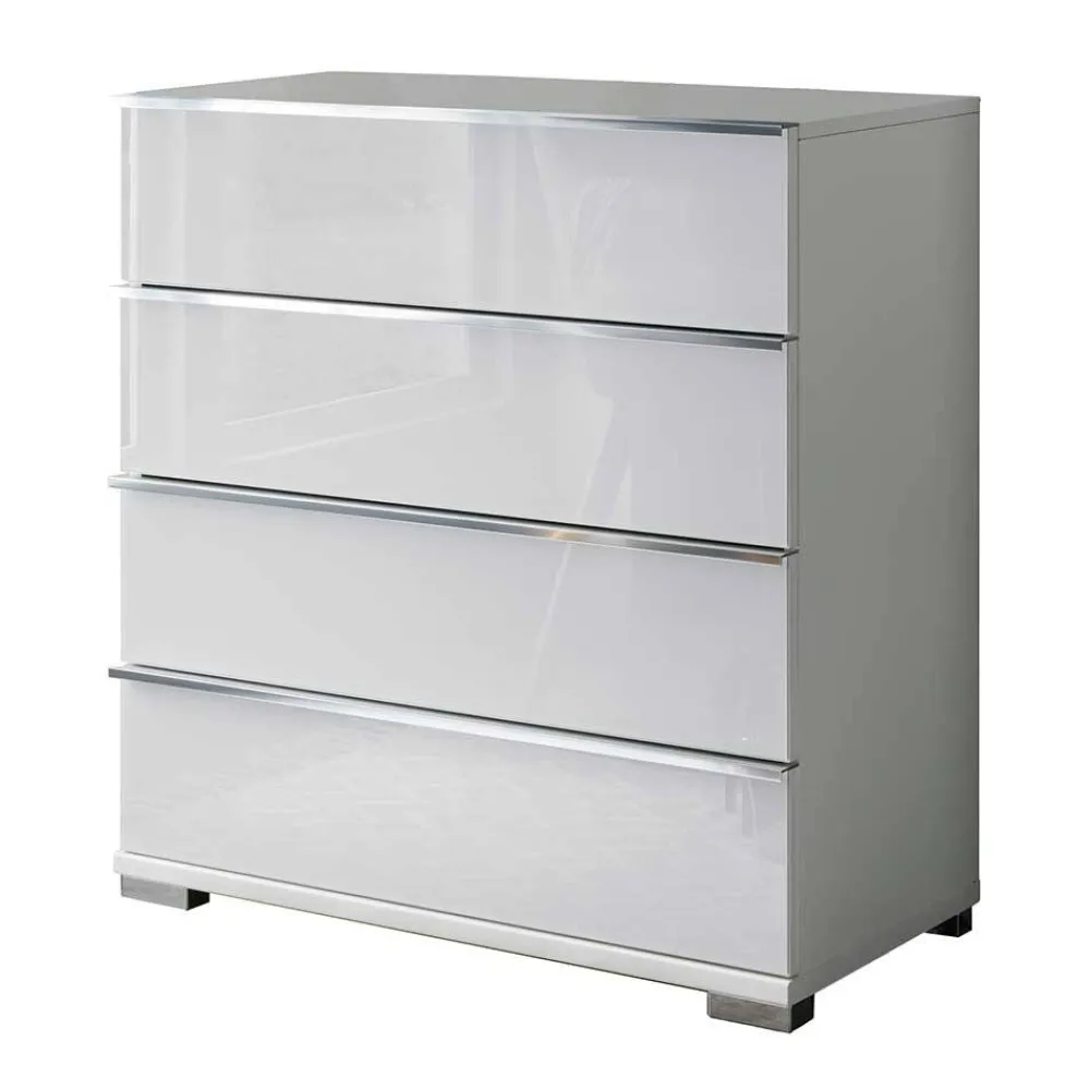 Wohnen Weiße Kommode mit vier Schubladen - Rocca