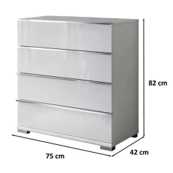 Wohnen Weiße Kommode mit vier Schubladen - Rocca