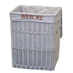 Wohnen Rattanmöbel*Weiße Landhaus Wäschetruhe aus Weide Geflecht - Alberello