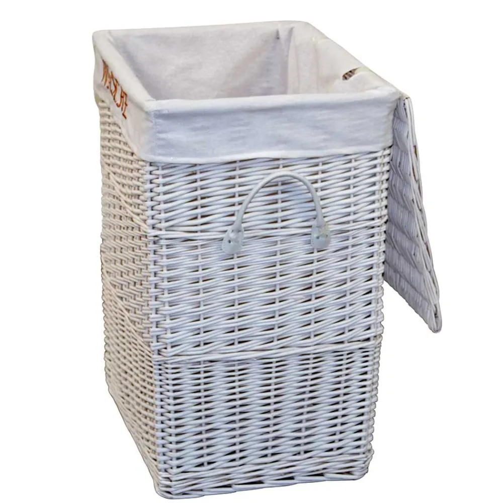 Wohnen Rattanmöbel*Weiße Landhaus Wäschetruhe aus Weide Geflecht - Alberello