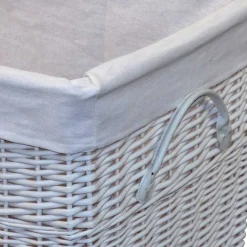 Wohnen Rattanmöbel*Weiße Landhaus Wäschetruhe aus Weide Geflecht - Alberello