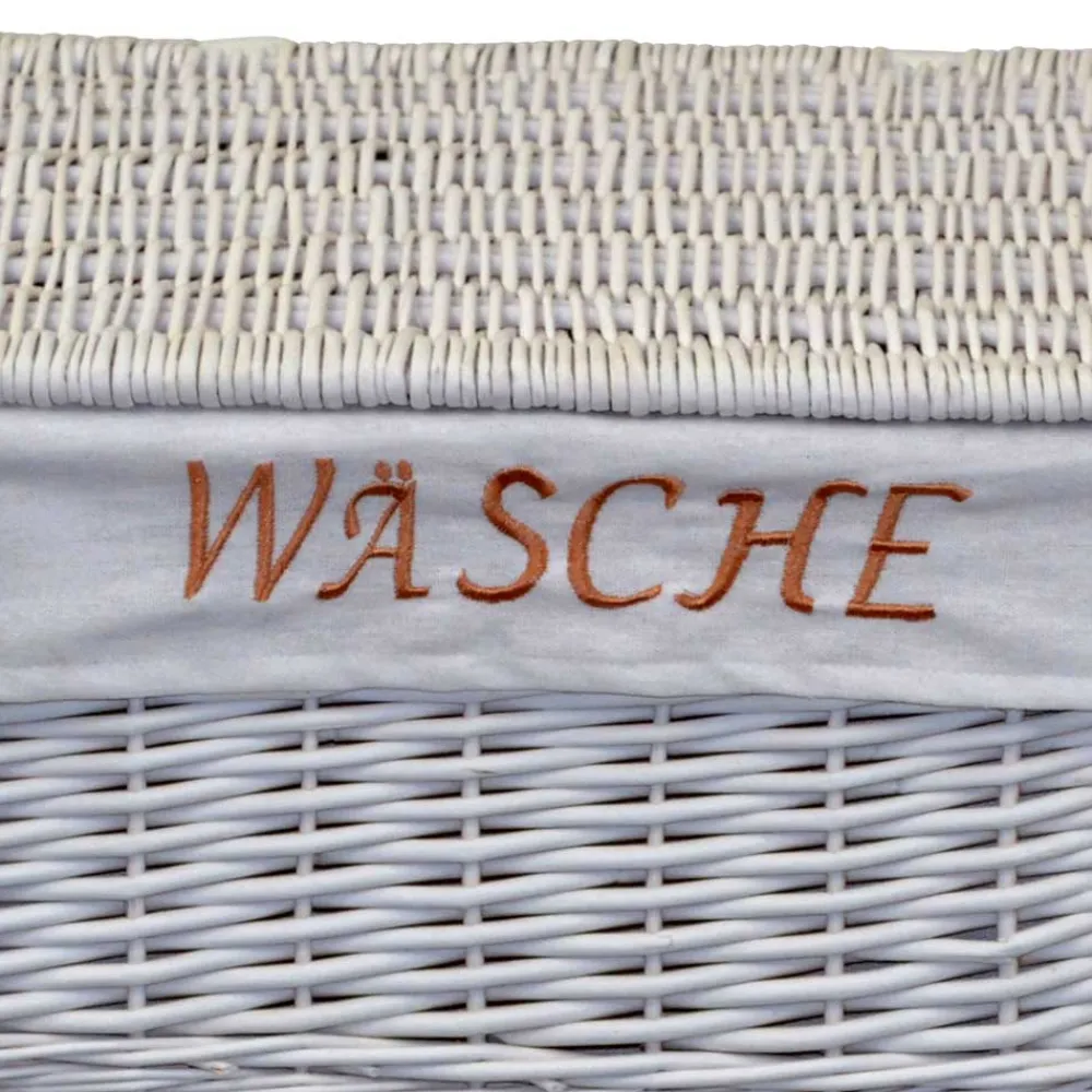 Wohnen Rattanmöbel*Weiße Landhaus Wäschetruhe aus Weide Geflecht - Alberello