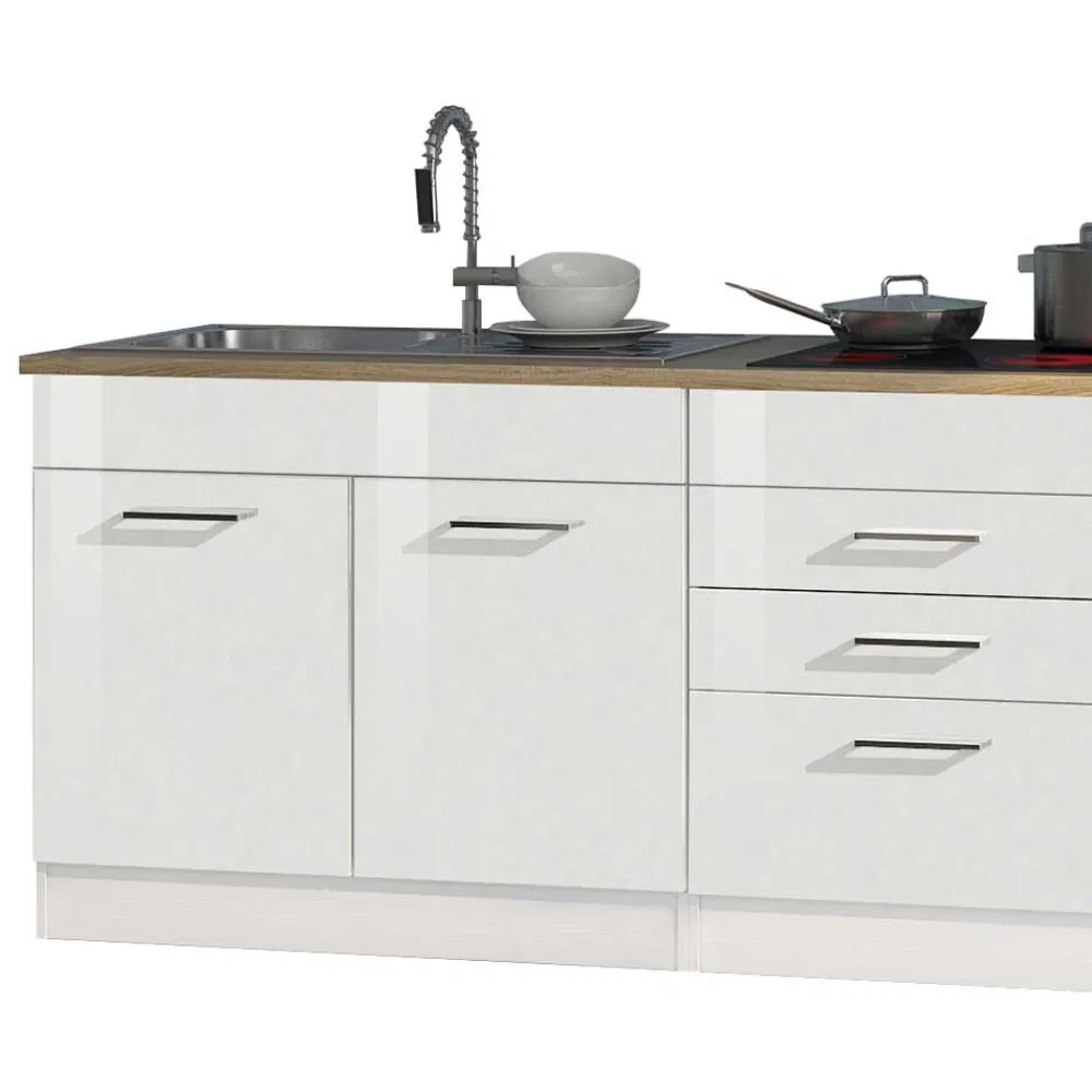 Wohnen Weiße Leerblock Küche 320cm - Cuneo (achtteilig)