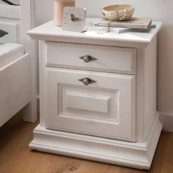 Wohnen Weiße Nachtkommode im Country Style - Beato