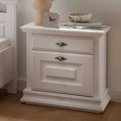 Wohnen Weiße Nachtkommode im Country Style - Beato