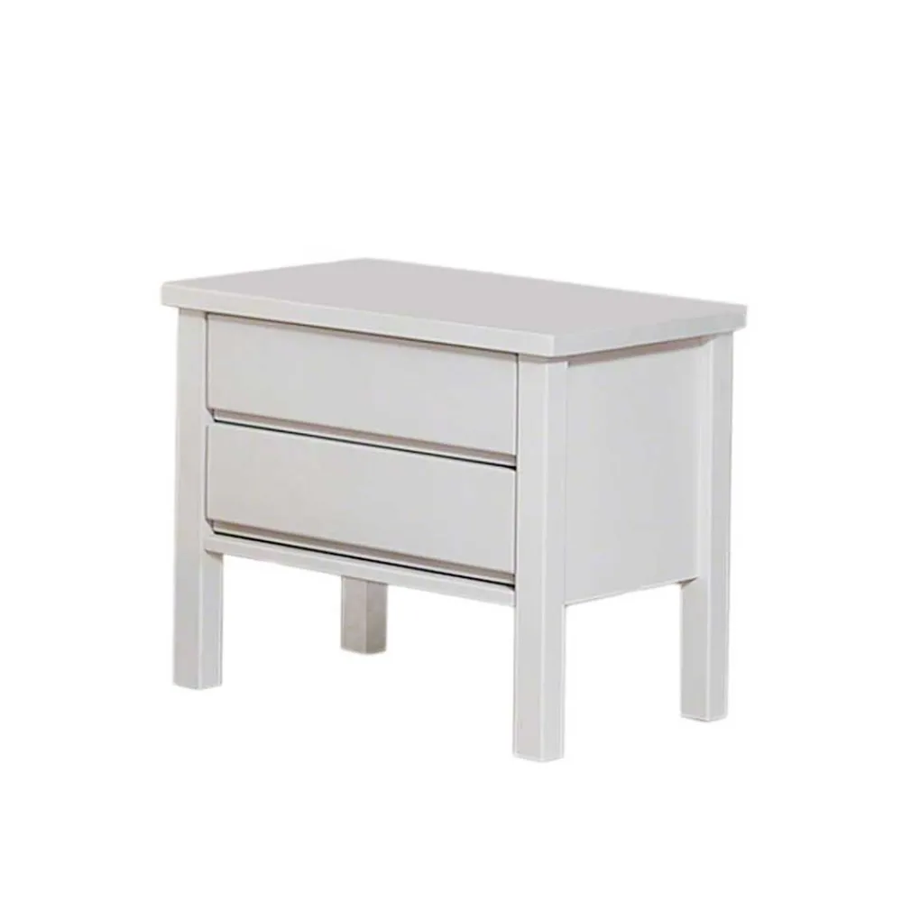 Wohnen Nachttische*Weiße Nachtkommode mit 2 Schubladen Vanilla aus Buche massiv