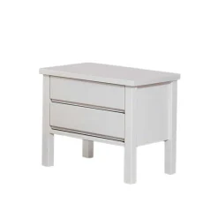 Wohnen Nachttische*Weiße Nachtkommode mit 2 Schubladen Vanilla aus Buche massiv