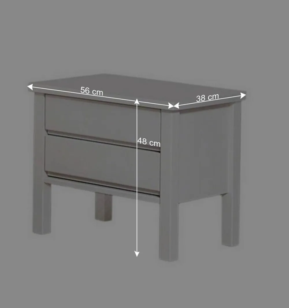 Wohnen Nachttische*Weiße Nachtkommode mit 2 Schubladen Vanilla aus Buche massiv