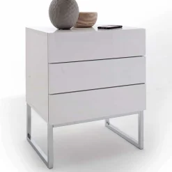 Wohnen Sideboards & Kommoden|Sideboards & Kommoden*Weiße Nachtkommode mit Bügelgestell Chrom Munarula 50x60x40 cm