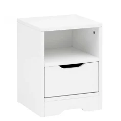 Wohnen Weiße Nachtkonsole mit Schublade und Fach - Hank