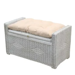 Wohnen Weiße Rattan Truhe - auch zum Sitzen - Ravencos