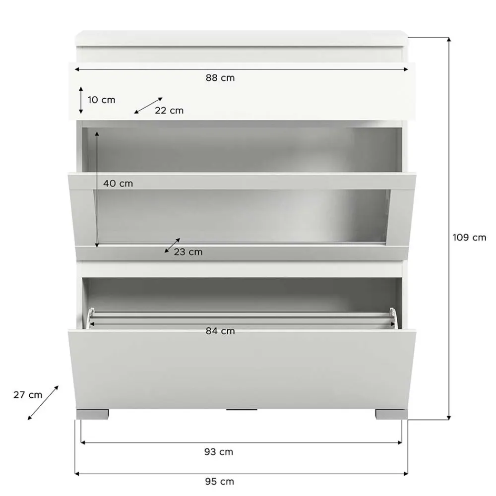 Wohnen Schuhschränke*Weiße Schuhkommode mit Schublade & Schuhklappe - Dany