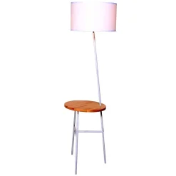 Wohnen Weiße Stoff Stehlampe mit Ablagetisch - Passenna