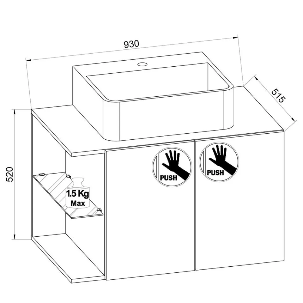 Wohnen Badschränke*Weiße Waschkommode für die Wandmontage - Ziovarica