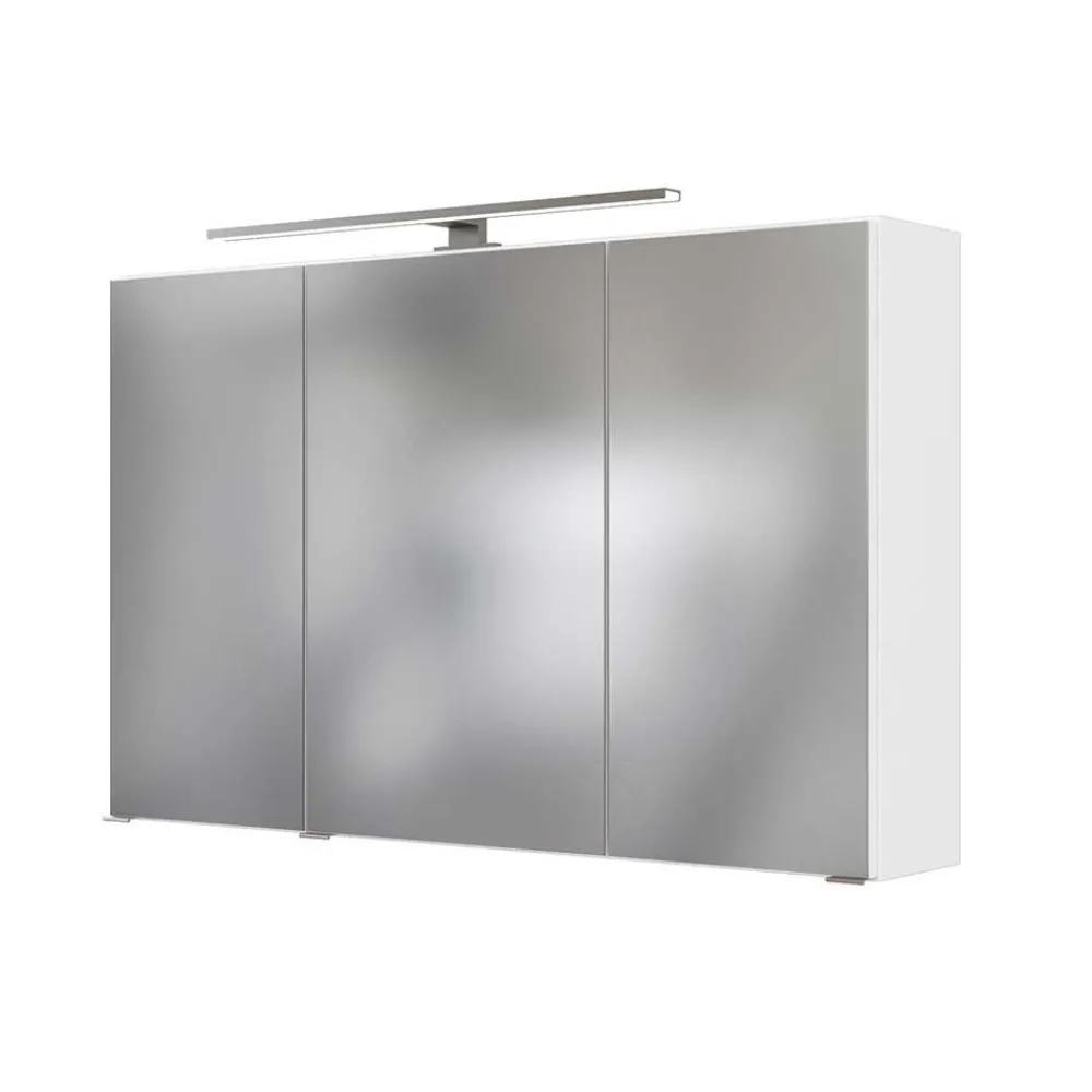 Wohnen Weiße Möbel|Glasmöbel*Weiße Waschkonsole & Spiegelschrank - Livendas (zweiteilig)