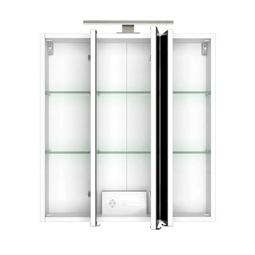 Wohnen Weiße Möbel|Glasmöbel*Weiße Waschkonsole & Spiegelschrank - Livendas (zweiteilig)