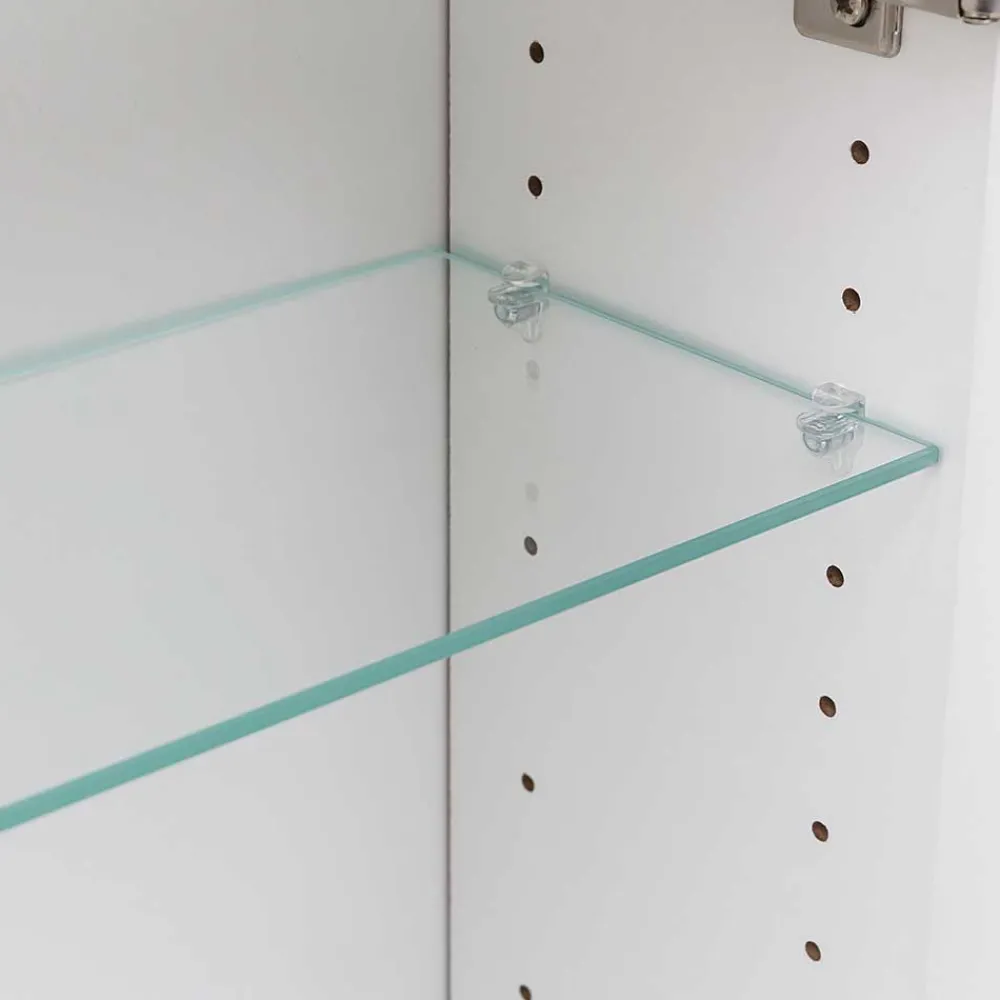 Wohnen Weiße Möbel|Glasmöbel*Weiße Waschkonsole & Spiegelschrank - Livendas (zweiteilig)