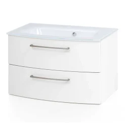 Wohnen Waschtisch|Waschbeckenunterschränke*Weiße Waschtischkonsole mit zwei Schubladen - Anjunica