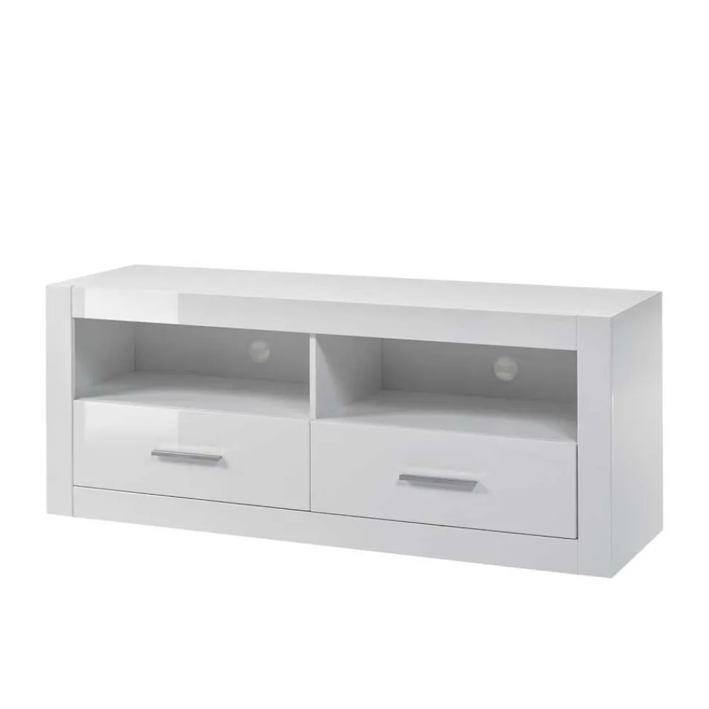 Wohnen Wohnzimmerschränke|Wohnwände*Weiße Wohnwand mit Hochglanz Fronten Yulis optional mit Beleuchtung (vierteilig)