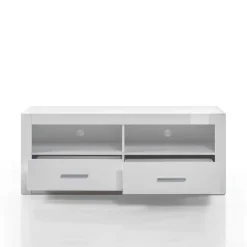 Wohnen Wohnzimmerschränke|Wohnwände*Weiße Wohnwand mit Hochglanz Fronten Yulis optional mit Beleuchtung (vierteilig)