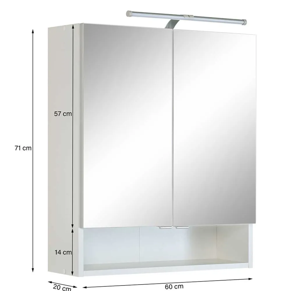 Wohnen Bad-Spiegelschränke*Weißer Bad Spiegelschrank mit Regalfach - Skiranov