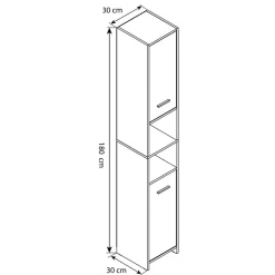 Wohnen Badschränke*Weißer Badezimmer Hochschrank 2-türig - Gransov