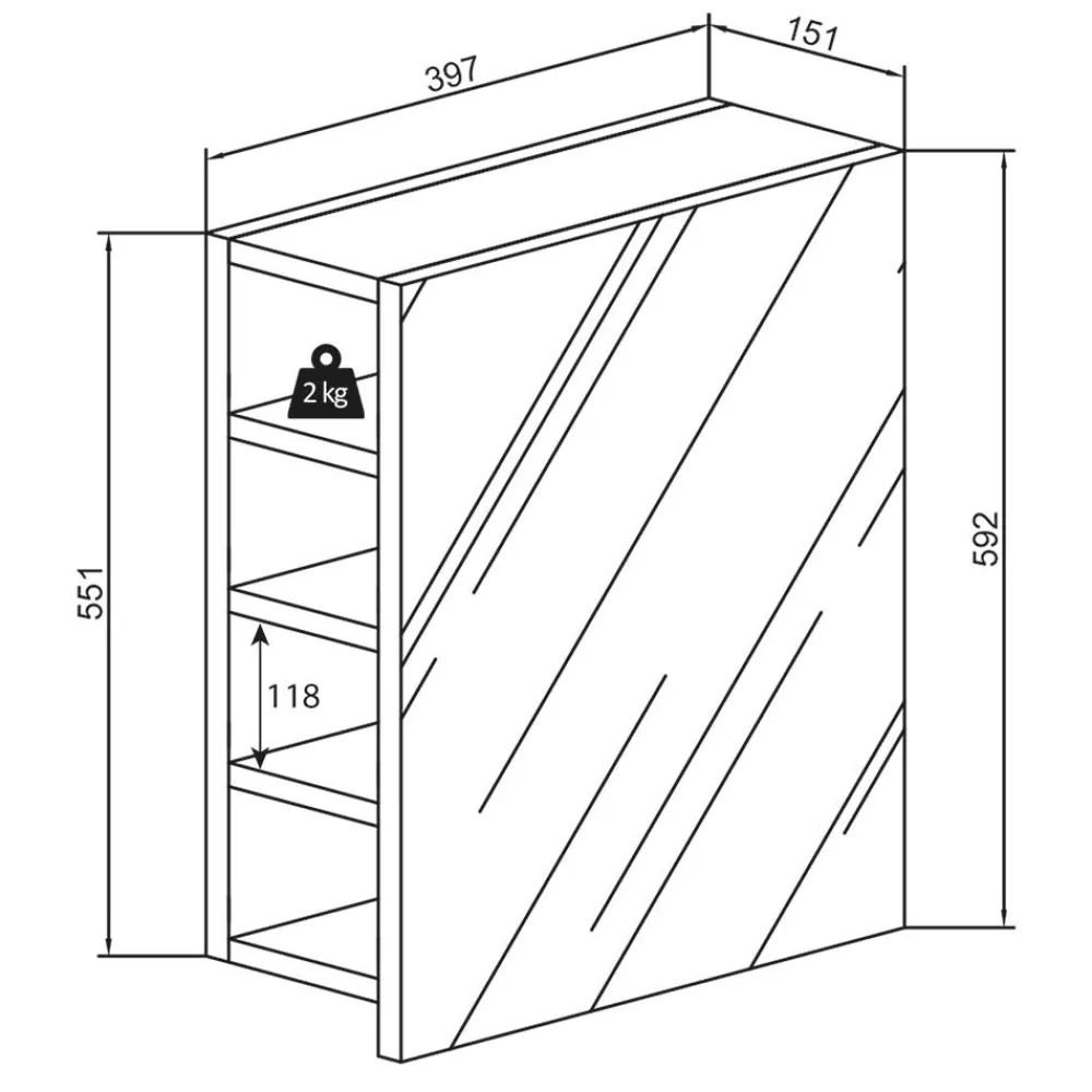 Wohnen Bad-Spiegelschränke*Weißer Badezimmerspiegel mit acht Fächern - Sua